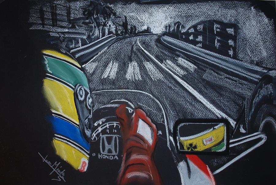 900x603 Ayrton Senna On Board At Monaco 89 Painting By Juan Mendez - Ayrton Senna Painting