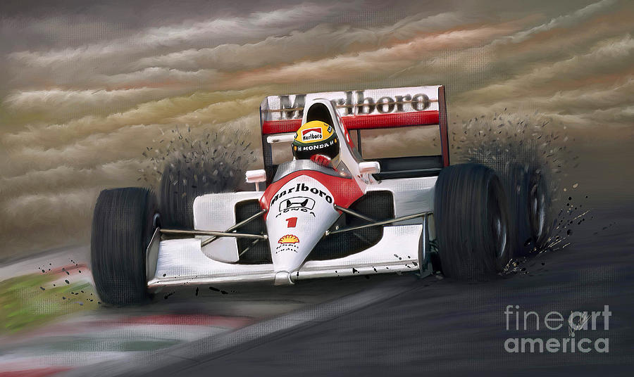 900x536 Ayrton Senna Painting By Linton Hart - Ayrton Senna Painting