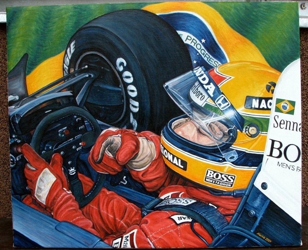 991x806 Ayrton Senna By Machoart - Ayrton Senna Painting