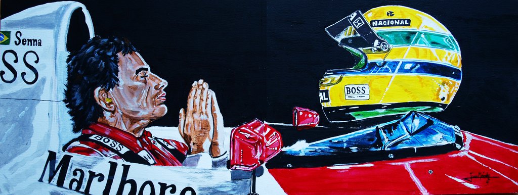 1024x386 Mystic Ayrton Senna By Juancmendez - Ayrton Senna Painting
