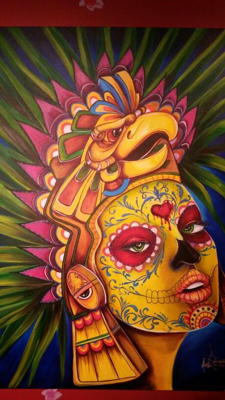 459x816 Aztec Smurf Oil Painting Culture Oil And Paintings - Aztec Art Painting