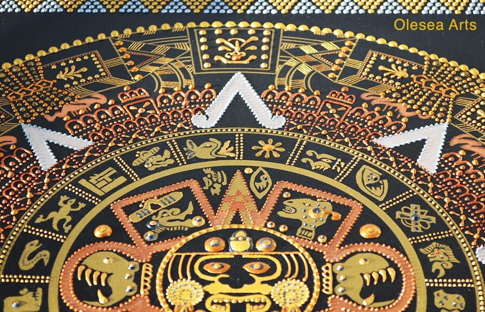 1000x643 Spirits Of Aztec Original Dot Painting - Aztec Art Painting