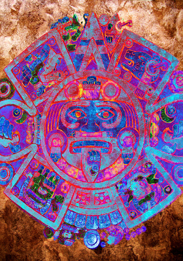 630x900 A Z T E C . C A L E N D A R Digital Art By J - Aztec Calendar Painting