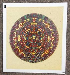 282x300 Sand Painting Print Aztec Calendar 8.5 X 9.5 Made In Mexico - Aztec Calendar Painting
