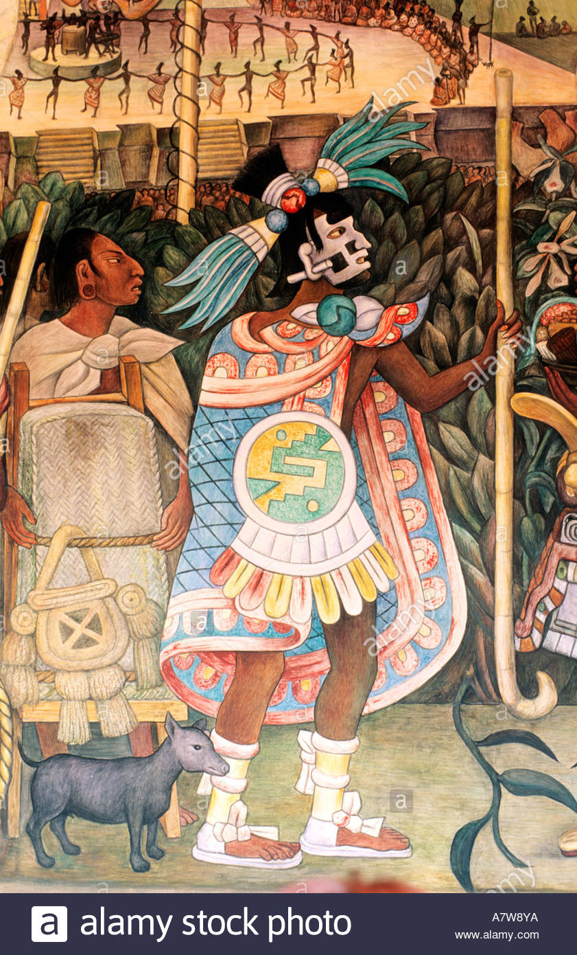 841x1390 Mexico, Federal District, Mexico City, Fresco Of An Aztec Warrior - Aztec Painting