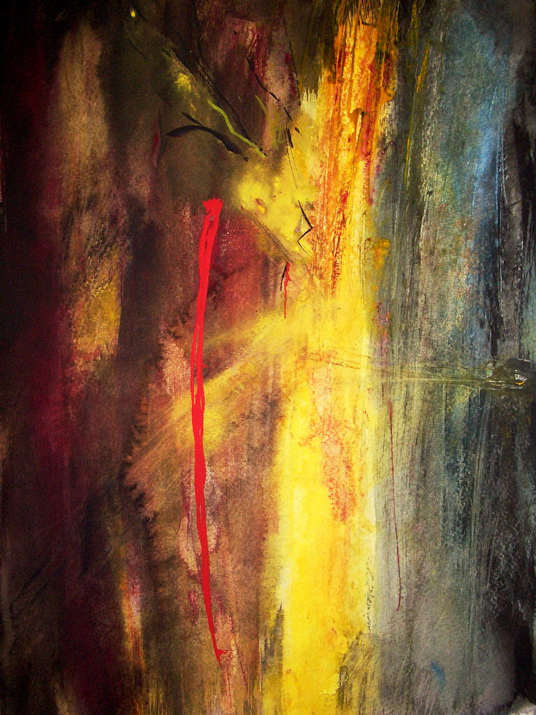 768x1024 Abstract Art Watercolor - Aztec Warrior Painting