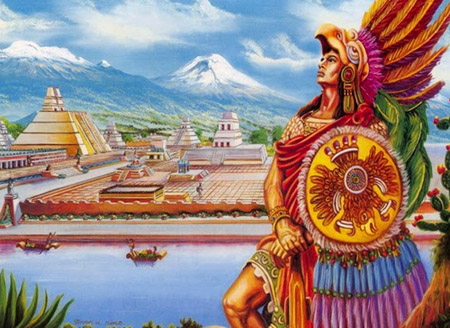 450x328 The Aztec Imperial Warriors - Aztec Warrior Painting