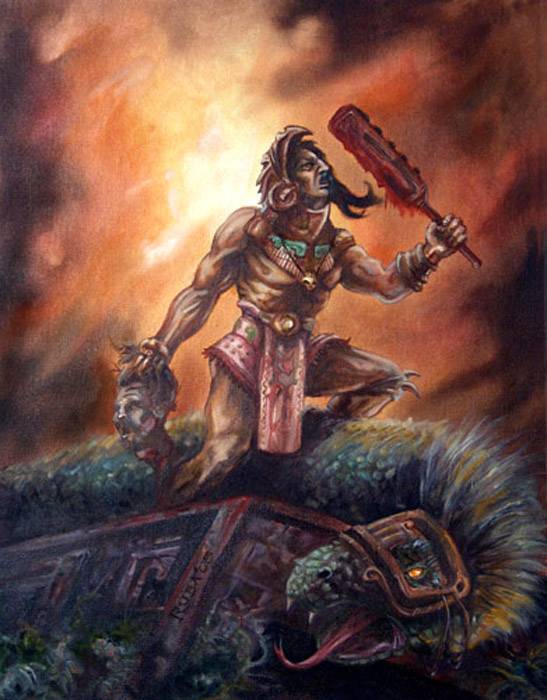 547x700 Aztec Victory By Rubart - Aztec Warrior Painting