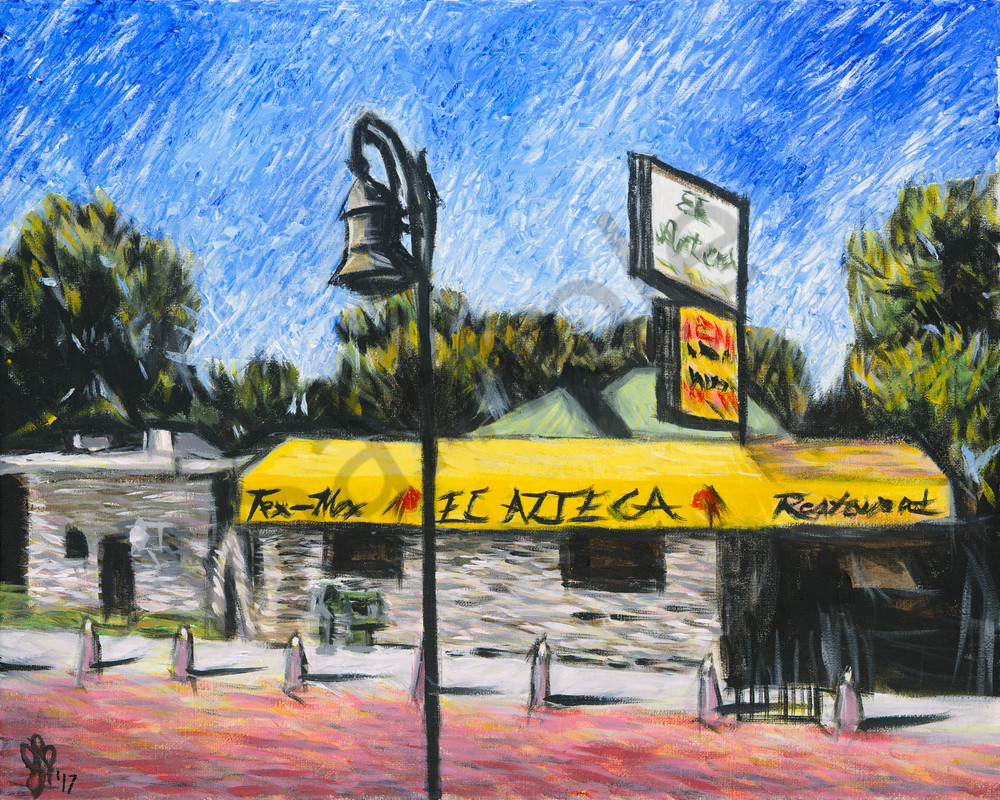 1000x800 Fine Art Print Of Painting, El Azteca In Austin Texas - Azteca Painting