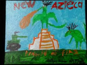 300x225 Simo Outsider Art. New Azteca 8 X 10 Painting On Canvas Panel Ebay - Azteca Painting