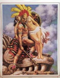 232x300 Vintage Traditional Mexican Calendar Art Jesus Helguera Gesto - Azteca Painting