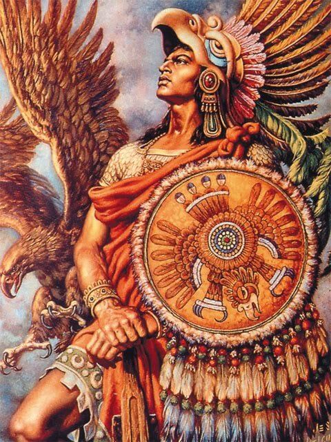 480x640 Guerrero Azteca Junto A Aguila Ccc Aztec, Aztec - Azteca Painting