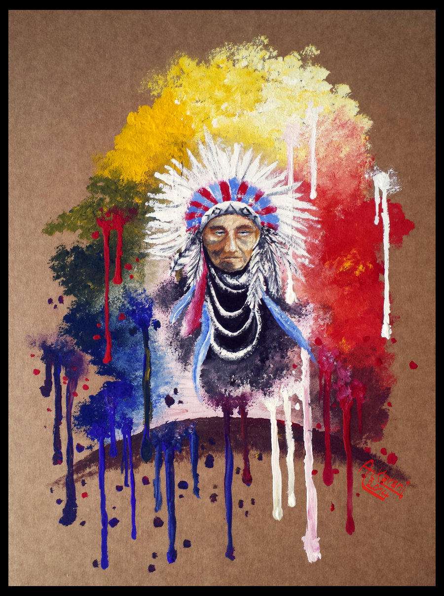 900x1208 Native American Painting By Red Flash Art - Azteca Painting