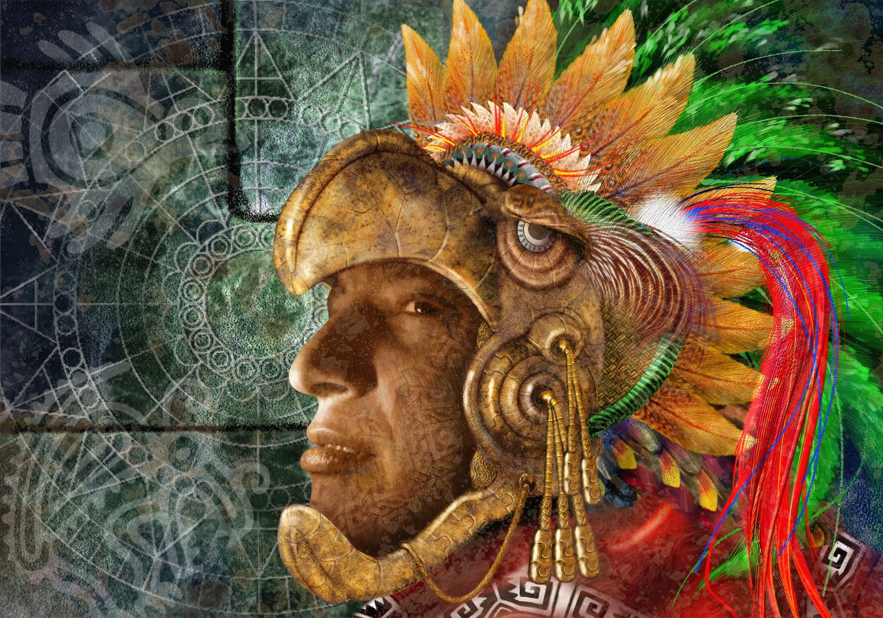 1771x1240 Tribus De Sudamerica, 6 Indios Sudamericano, Azteca, Mexico - Azteca Painting