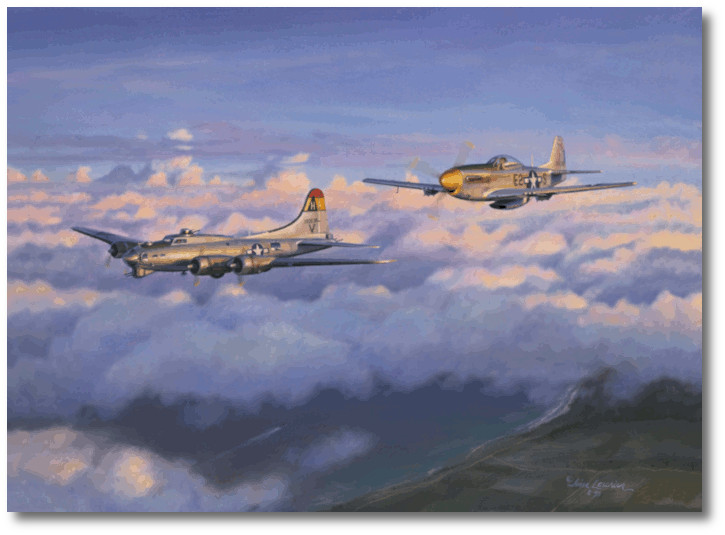 725x535 Eager Beaver By Jim Laurier (P 51, B 17) - B 17 Painting