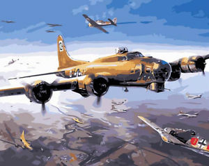 300x239 Framed Painting By Number Ww2 Air Combat B 17 Flying Fortress - B 17 Painting