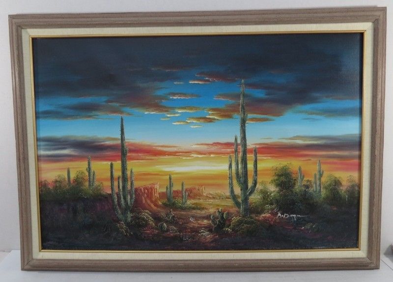 800x574 Framed Oil Desert Landscape Painting By B. Duggan Paintings Iii - B Duggan Artist Painting