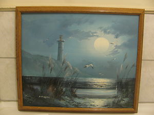 300x225 I Have A 36 X 48. Duggan Ocean With Light House Oil That I - B Duggan Artist Painting