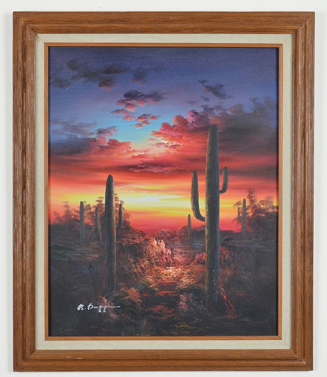 650x750 Desert Sunset By Artist Bernard Duggan - B Duggan Oil Painting