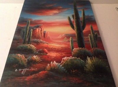 400x298 A Great Oil Painting Signed B. Duggan Southern Desert, (Free - B Duggan Oil Painting