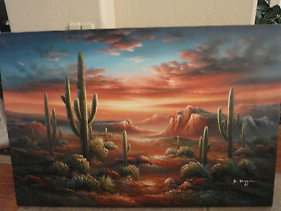 400x300 B. Duggan (Bernard Duggan) Original Southwest Sunset Oil On Canvas - B Duggan Oil Painting