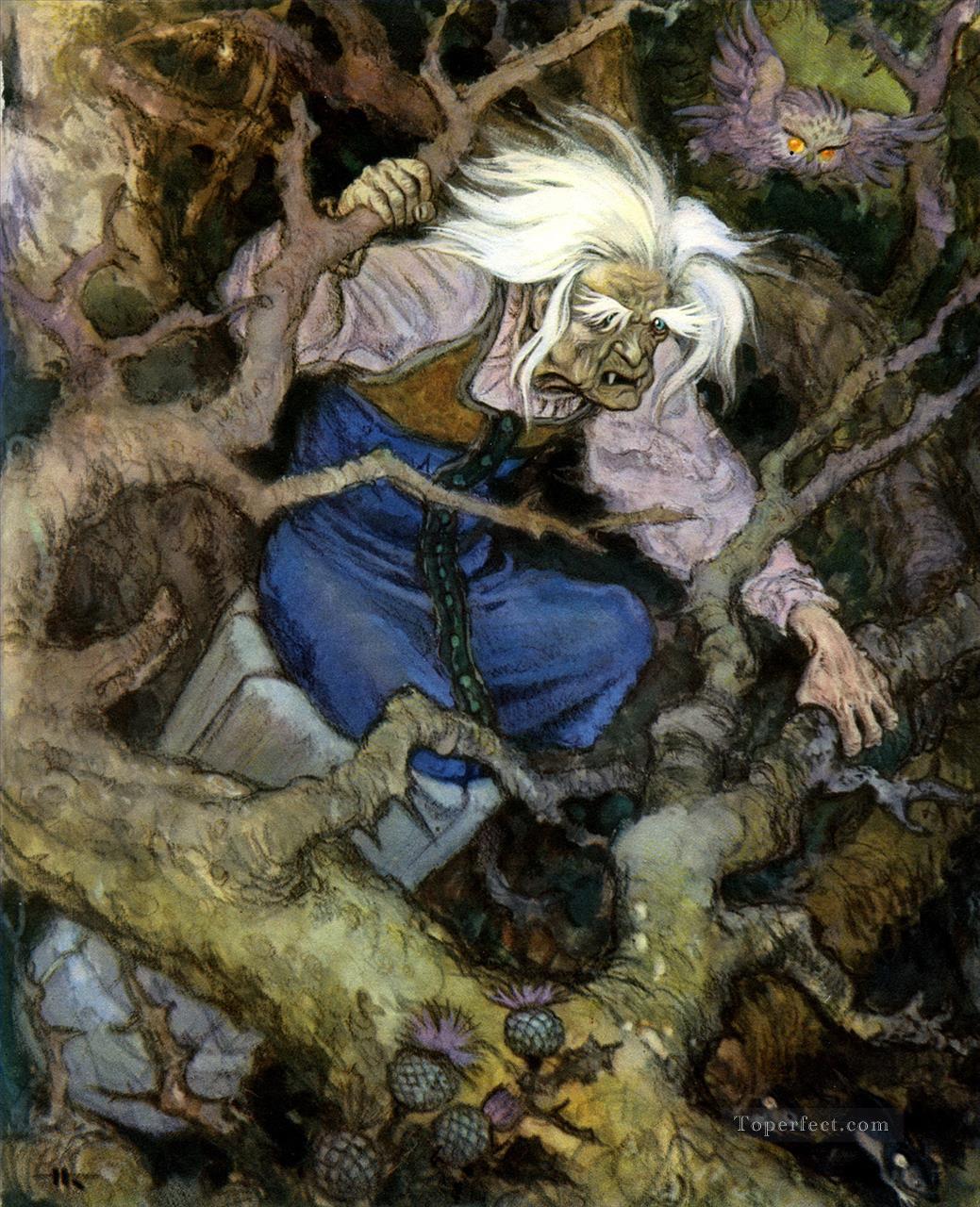 1039x1280 Russian Nicolai Kochergin Baba Yaga Fantasy Painting In Oil For Sale - Baba Yaga Painting