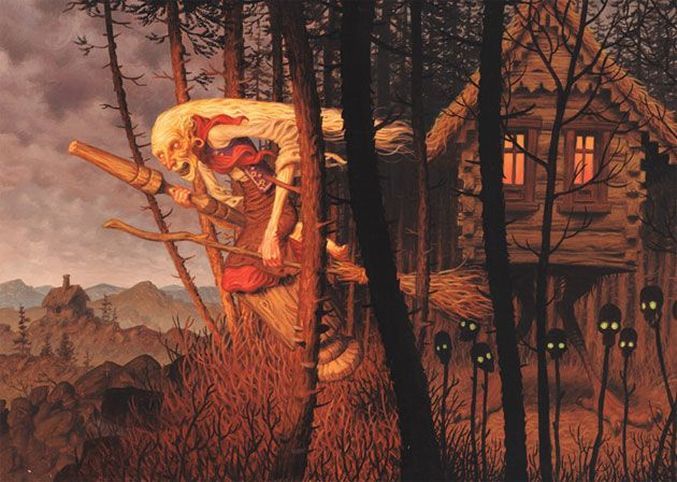 677x482 The 336 Best Baba Yaga Images On Baba Yaga, Fairytale - Baba Yaga Painting