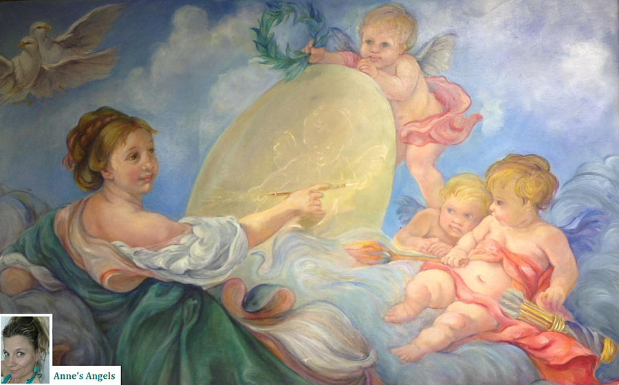900x561 Baby Angels Painting Painting By Anne Bloch - Baby Angel Painting