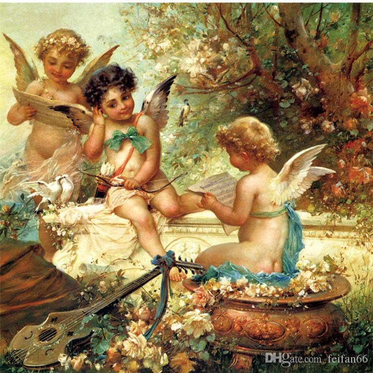 750x750 Christian Flying Angel Baby Religion Painting Vinyi Wallpaper 3d - Baby Angel Painting