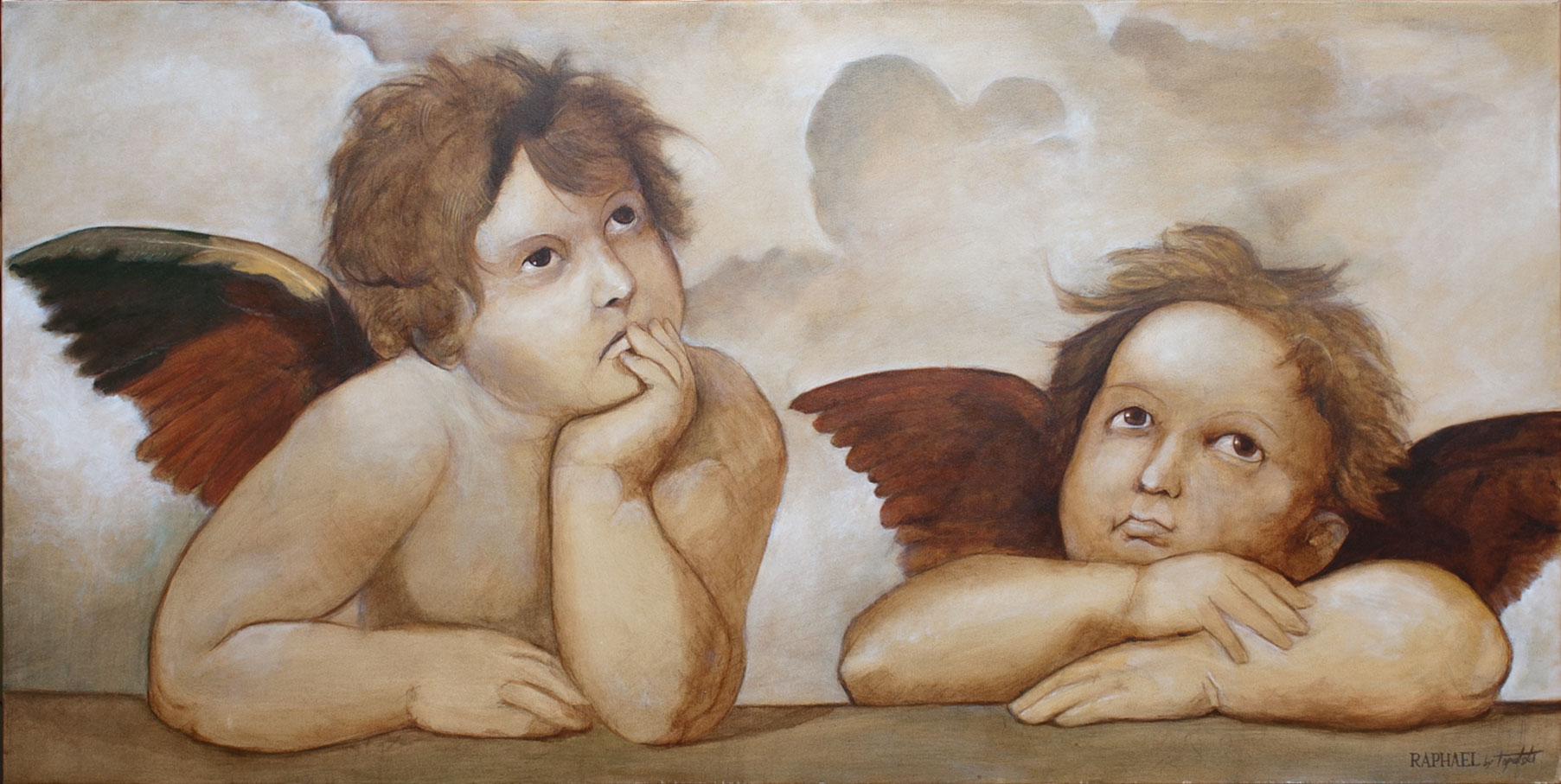 1805x907 Finished Raphael's Angels Fine Arts Gallery - Baby Angel Painting