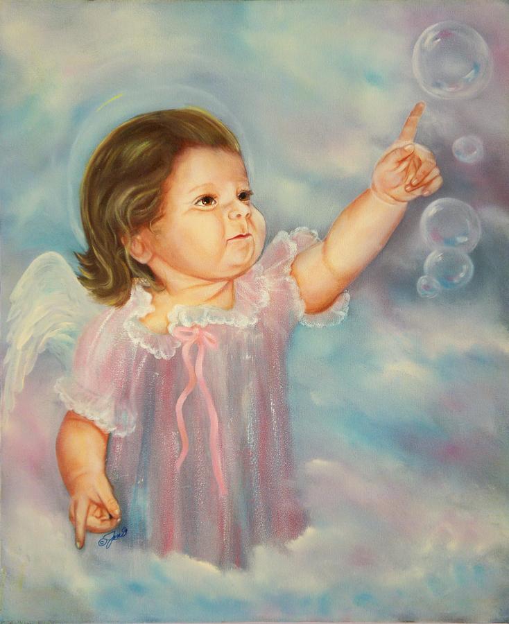 734x900 Angel Baby Painting By Joni Mcpherson - Baby Angel Painting