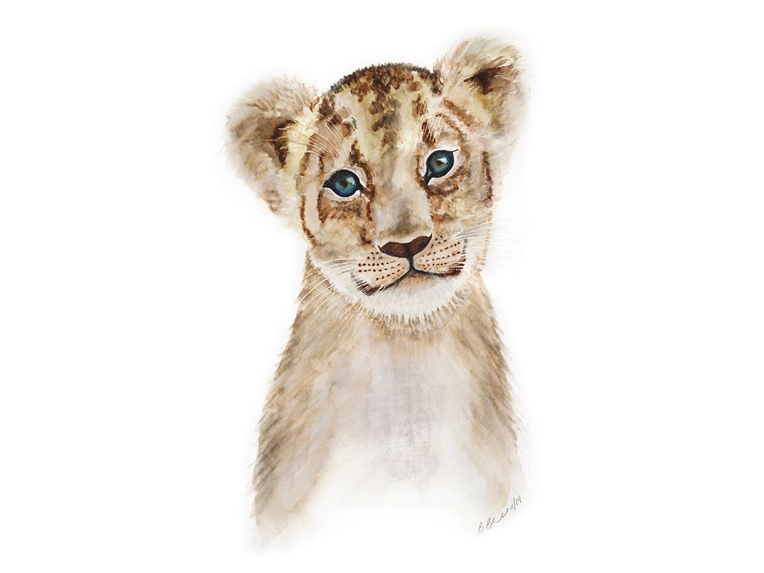 1086x814 New To Tinytoesdesign On Etsy Baby Animal Portrait Lion Cub Art - Baby Animal Painting