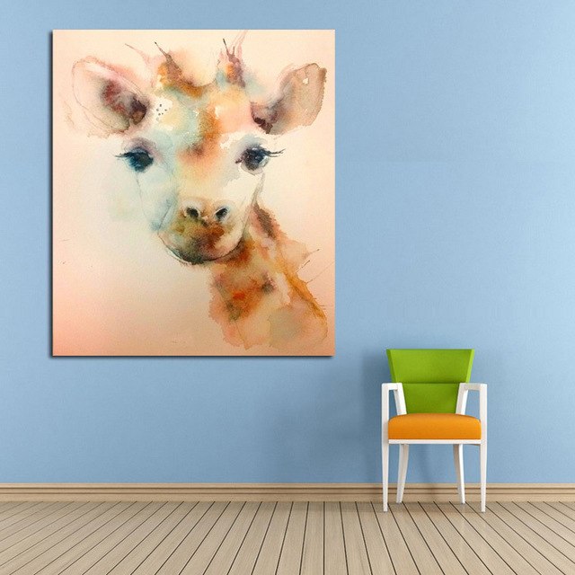 640x640 Abstract Colorful Deer Pictures Handpainted Pictured Cute Giraffe - Baby Animal Painting