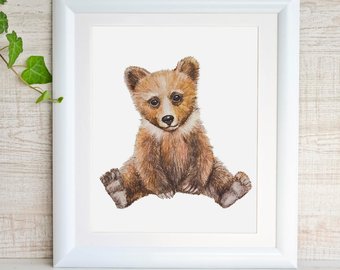340x270 Bear Art Bear Watercolor Painting Bear Print Bears Dancing - Baby Bear Painting