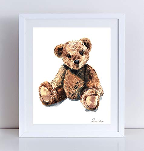 476x500 Teddy Bear Painting Brown Bear Art Print Nursery Wall - Baby Bear Painting