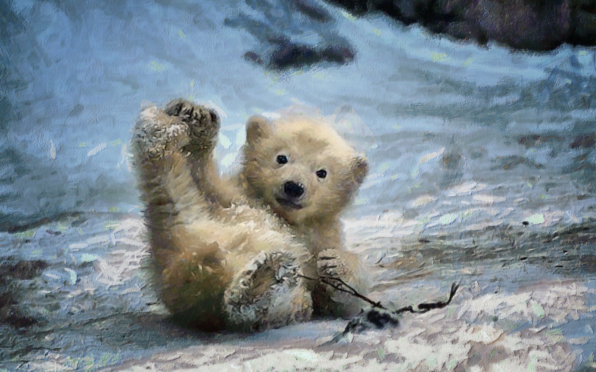 1920x1200 Baby Polar Bear Full Hd Bakgrund And Bakgrund 1920x1200 Id728517 - Baby Bear Painting