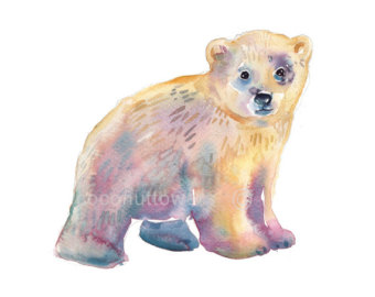 340x270 Bear Watercolor Print Bear Painting Watercolor Art Animal - Baby Bear Painting