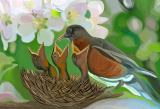 320x219 Paintings Of Artists Original Unusual Art Acrylic Art Painting - Baby Bird Painting