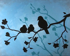 300x240 Social Artworking Mother Bird - Baby Bird Painting