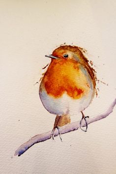 236x354 Baby Bird Figurine Print Of Watercolor Painting By Roseann Hayes - Baby Bird Painting
