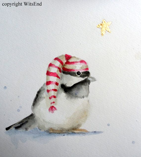 570x634 Baby Bird Painting Chickadee Dreams Original Nursery Watercolor - Baby Bird Painting