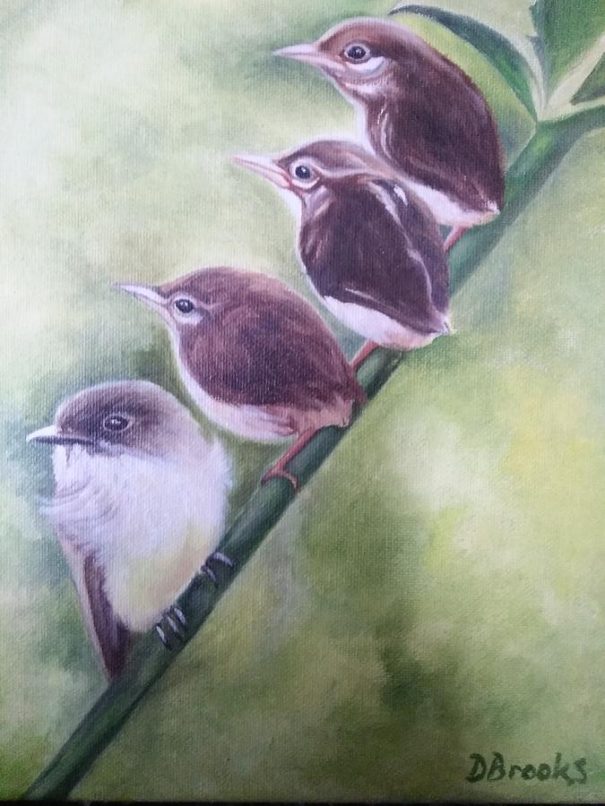 675x900 Baby Birds Painting By Dorothy Brooks - Baby Bird Painting