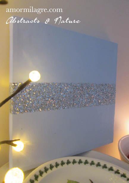 434x614 Baby Blue Silver Glitter Stripe Abstract Painting Painting - Baby Blue Painting