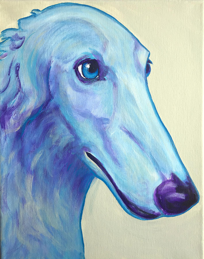 709x900 Borzoi - Baby Blue Painting
