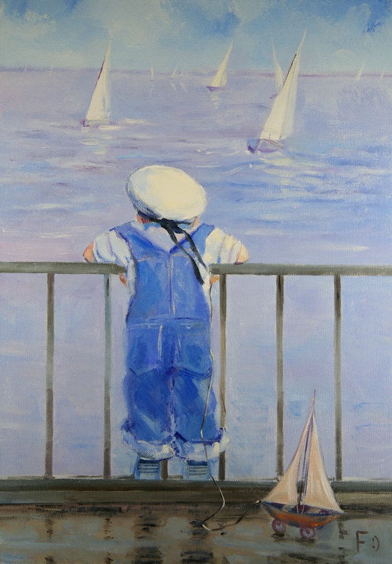 570x820 Little Sailor Baby Boy Painting Child Children Gift - Baby Boy Painting