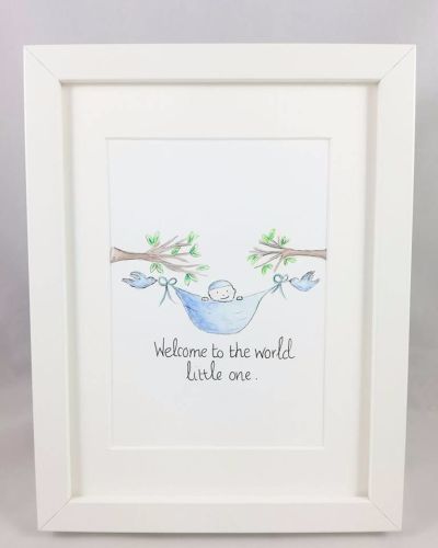 400x500 New Baby Girl New Baby Boy Gift Idea Baby Shower Watercolour - Baby Boy Painting