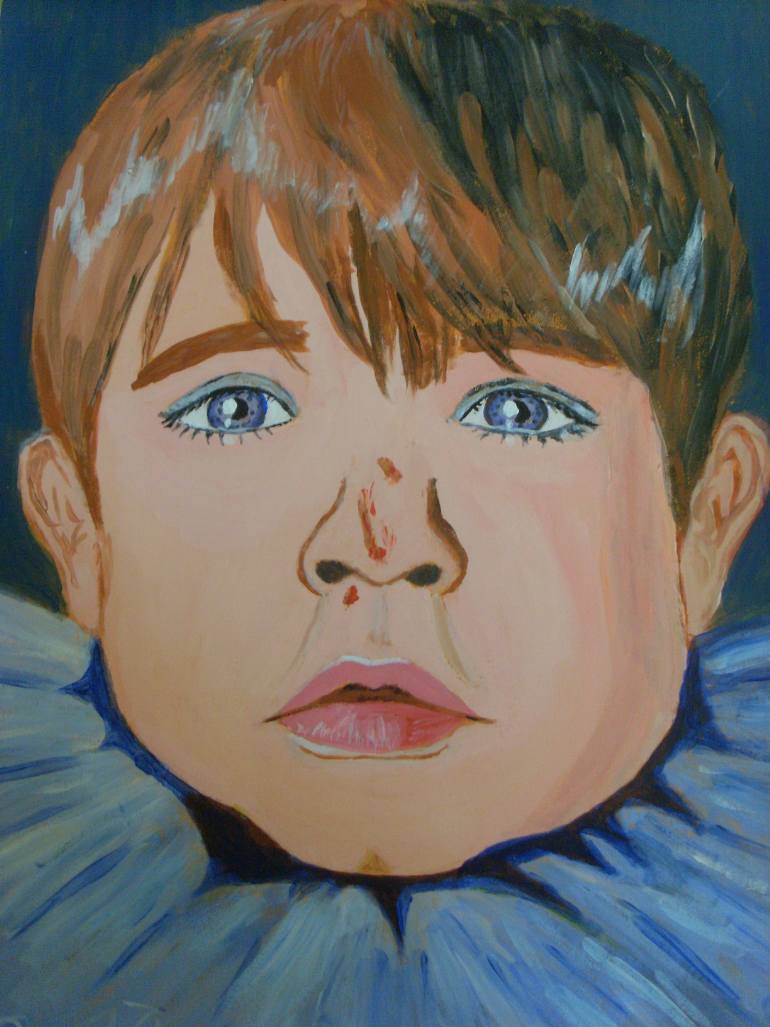 770x1027 Saatchi Art Baby Boy Cry Sad Prince Portrait Blue Innocent Eyes - Baby Boy Painting