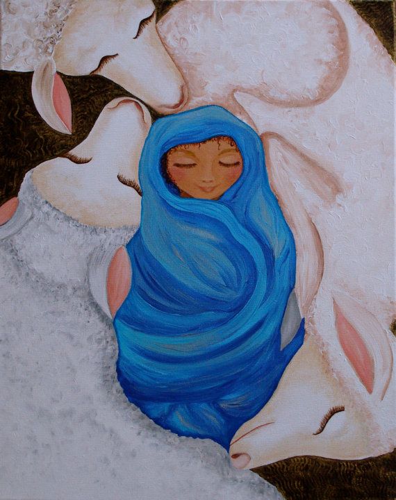 570x720 Christmas Painting Nativity Painting Nativity Scene - Baby Christmas Painting