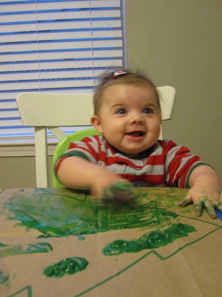 450x600 Handprint Christmas Tree {Baby's 1st Christmas Craft} - Baby Christmas Painting