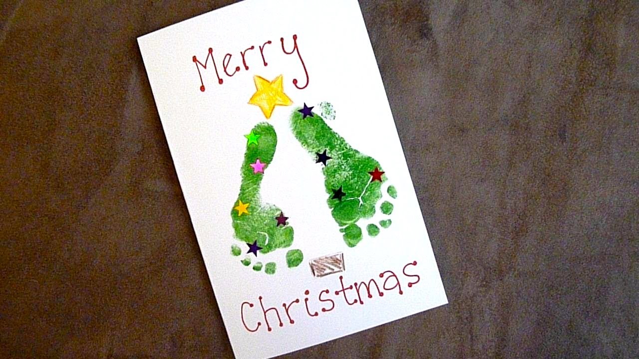 1280x720 Baby Holiday Craft Easy Footprint Christmas Cards - Baby Christmas Painting